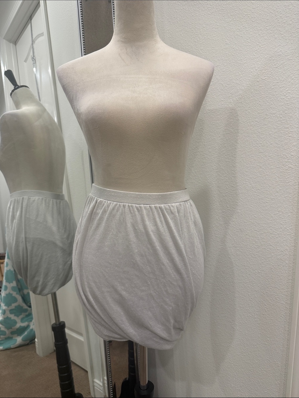 Free People Twisted Bubble-Hem Mini Skirt in Heathered Stone